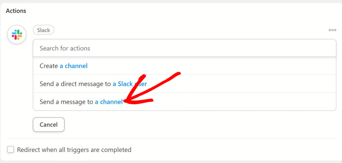 Slack actions