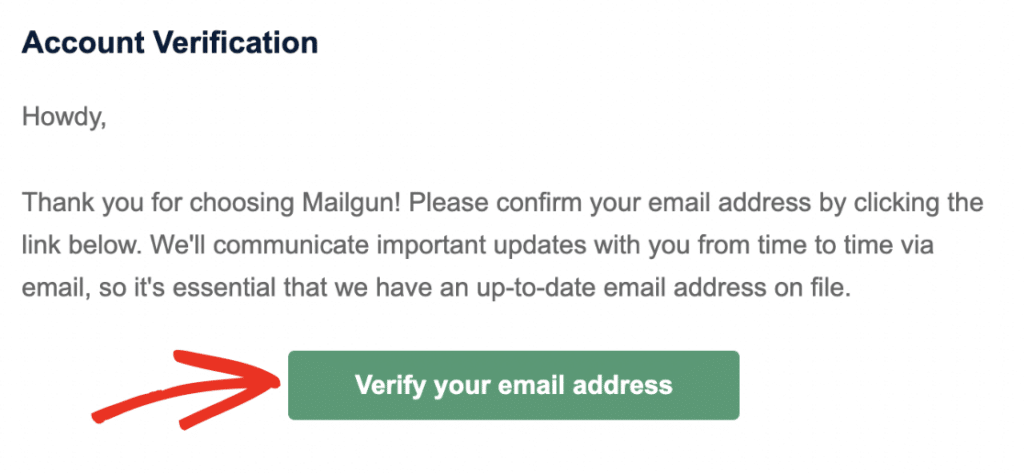 Mailgun account verification email