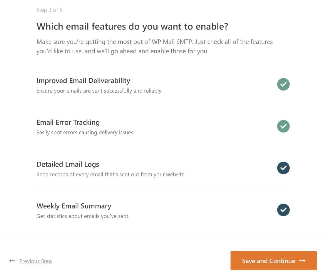 optional email features smtp wizard