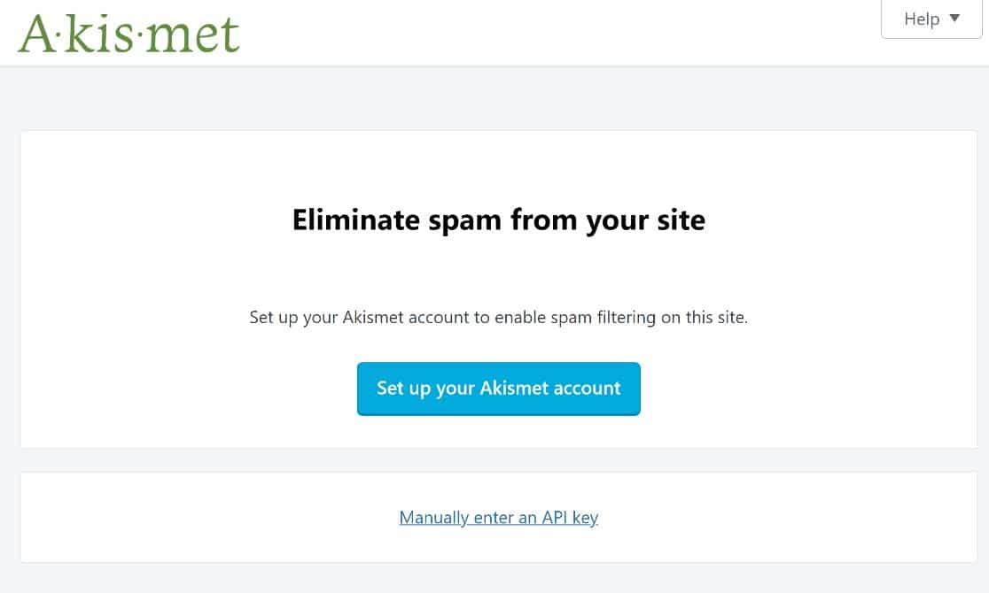 Akismet-set up your account