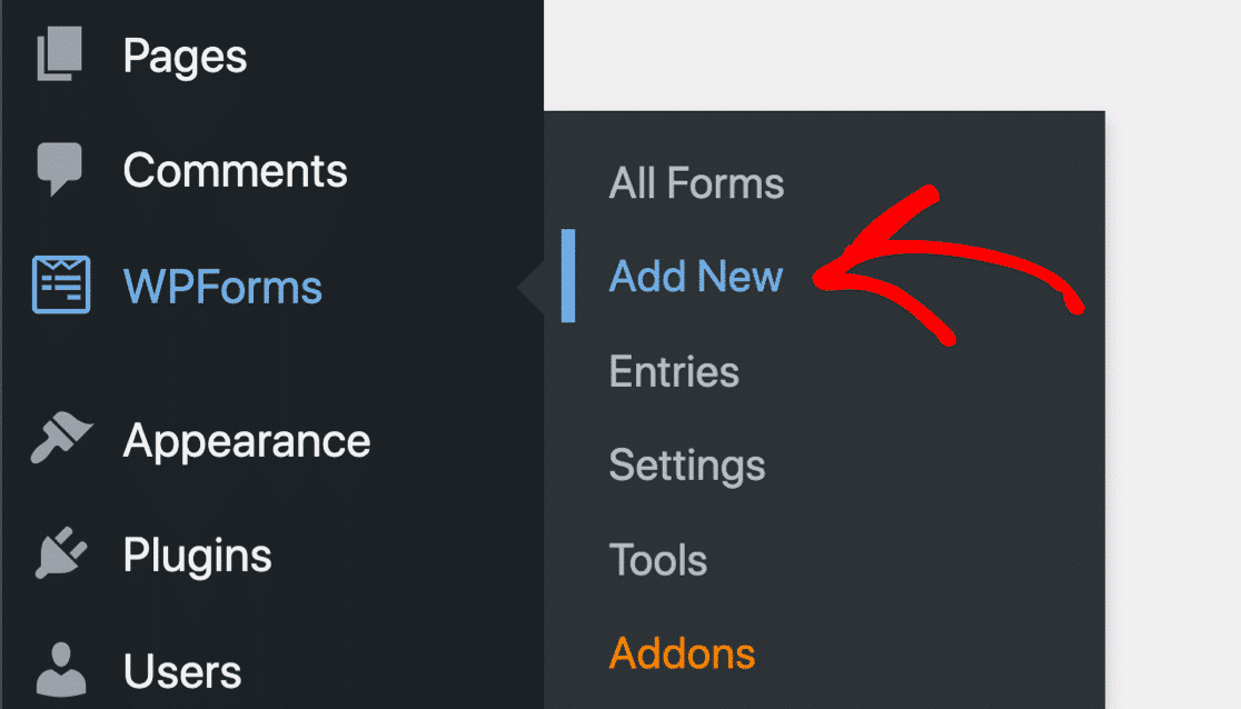 Adding a new form in WPForms