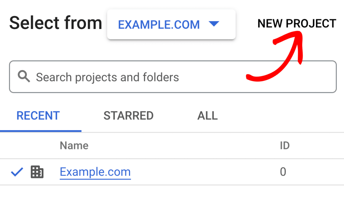 Choosing to set up a new project for an app in Google Cloud