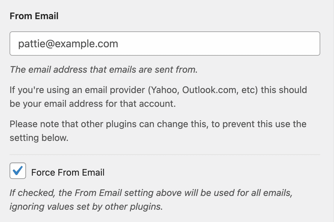 Adjust From Email in WP Mail SMTP settings