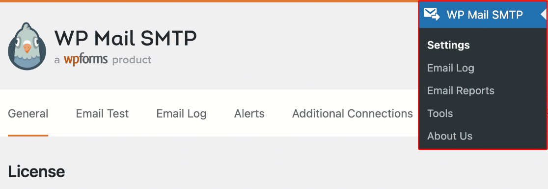 WordPressのメールSMTP設定ページ