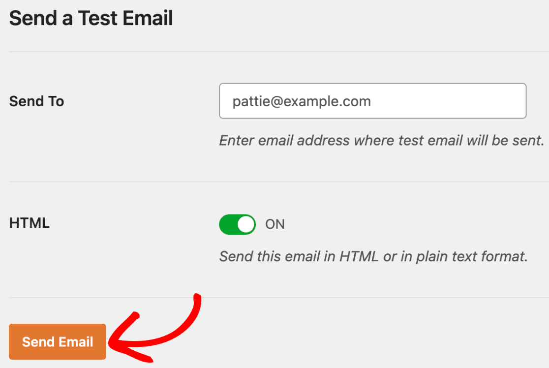 Send test email button