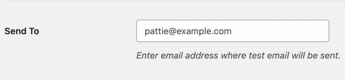 Entering the send to address for an email test