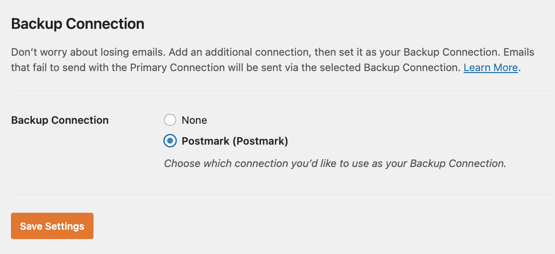 Choosing a Backup Connection for WP Mail SMTP