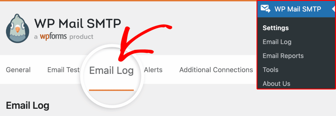 Open Email Log settings in WP Mail SMTP