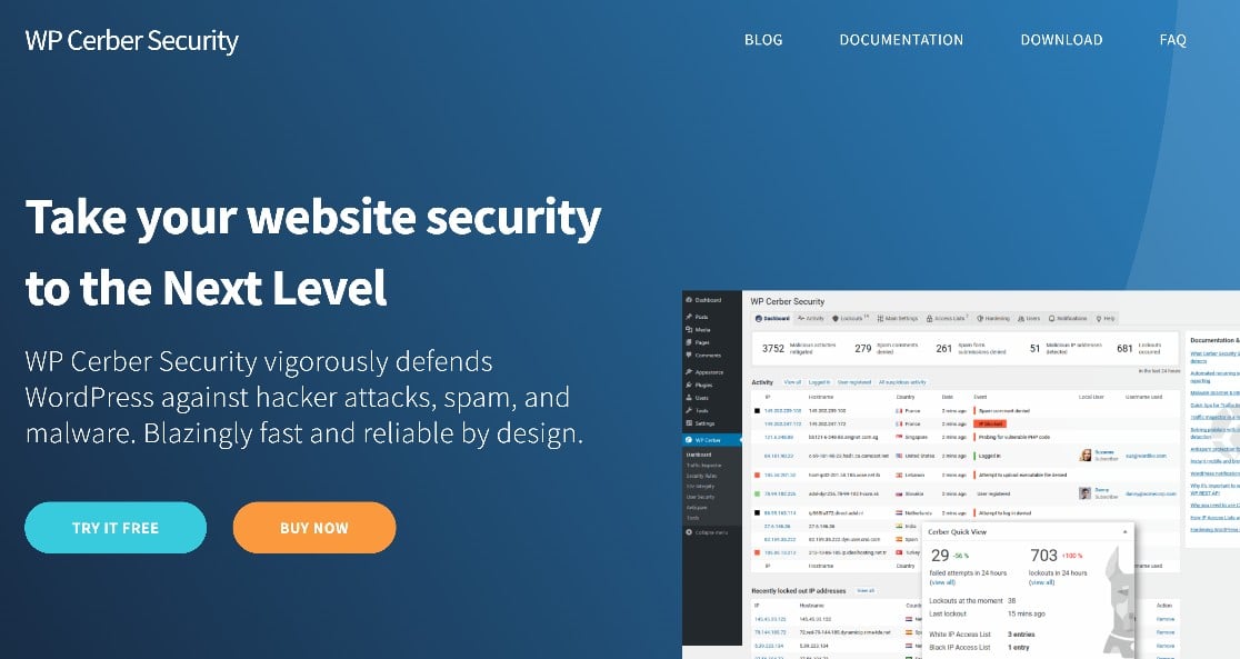 WP Cerber Security homepage