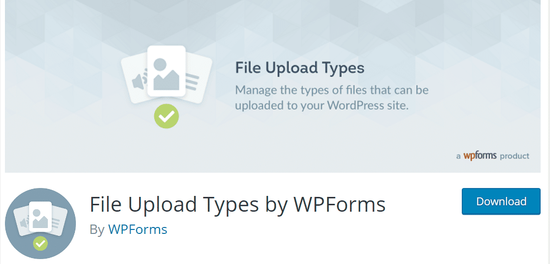 The File Upload Types page on WordPress