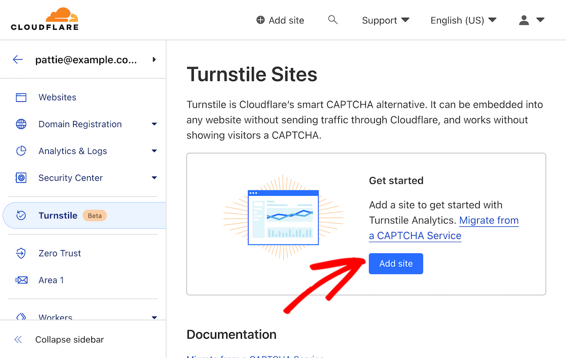 Add a site to Cloudflare Turnstile