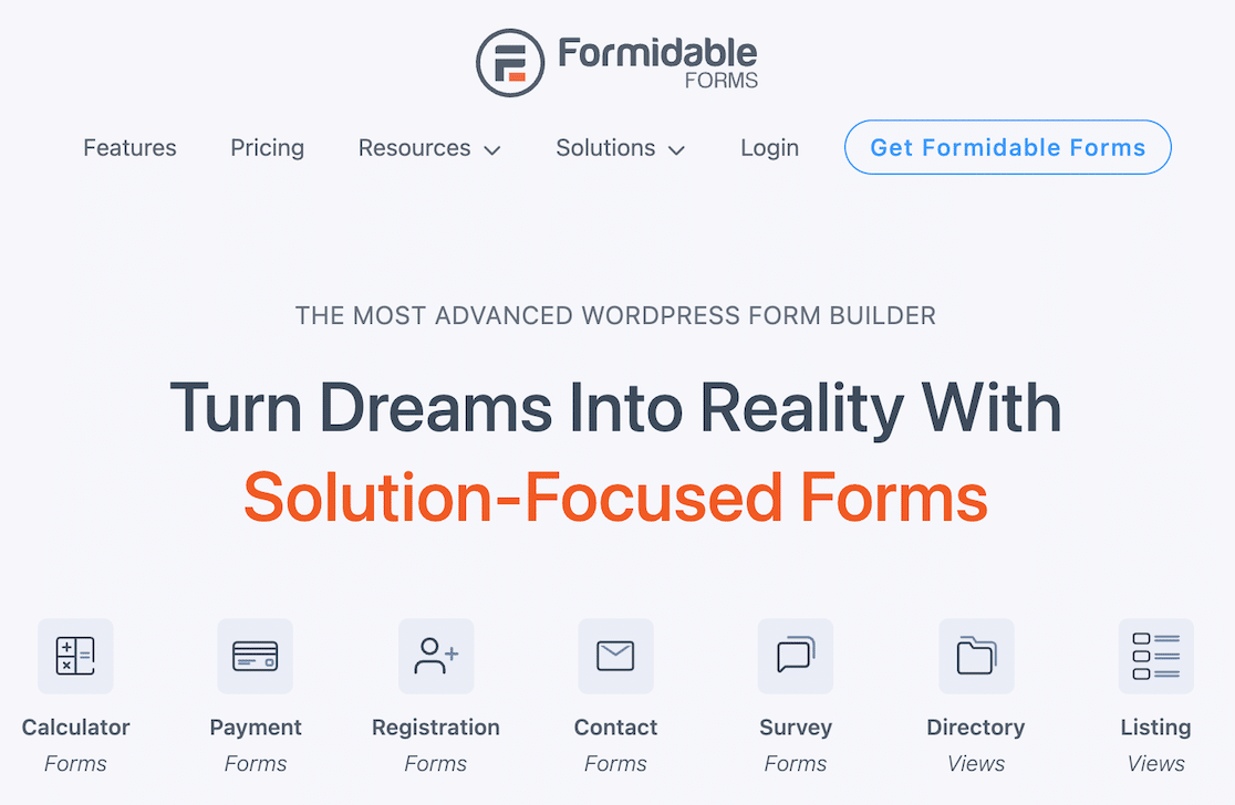 The Formidable Forms homepage