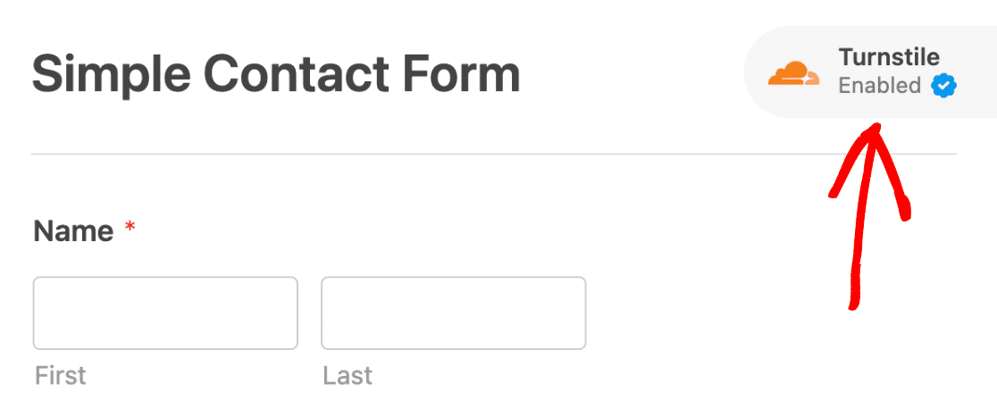 The badge in the top right corner indicates that Turnstile is enabled on your form.