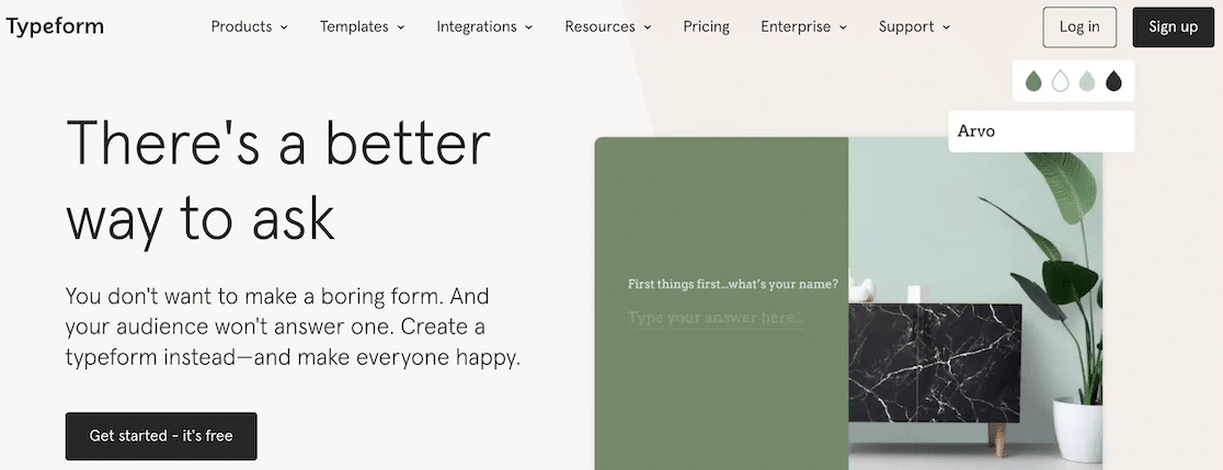 The Typeform website