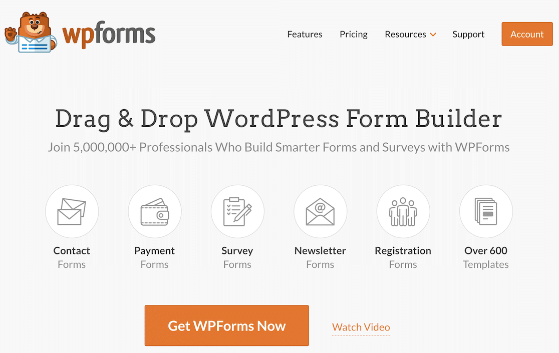 The WPForms homepage - best digital downloads plugins