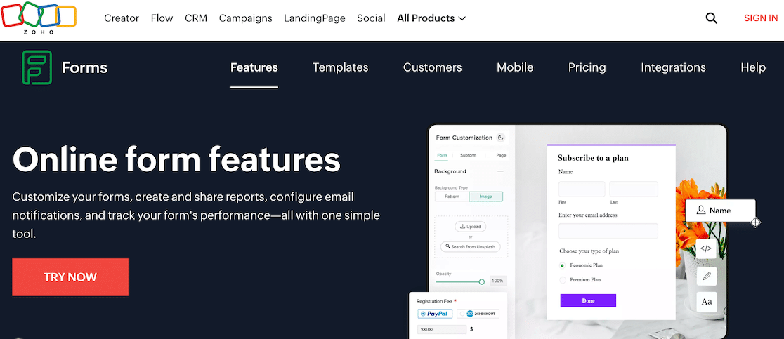 Zoho Forms features