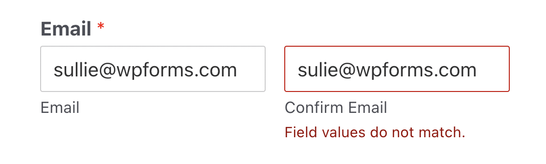 WPForms email confirmation field