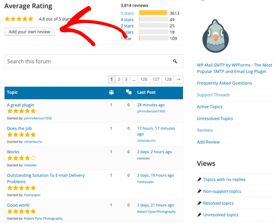 Add Review button on WordPress.org