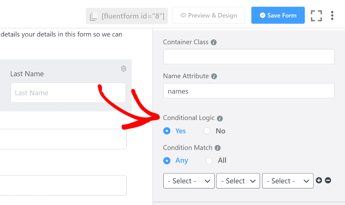 Fluent Forms conditional logic