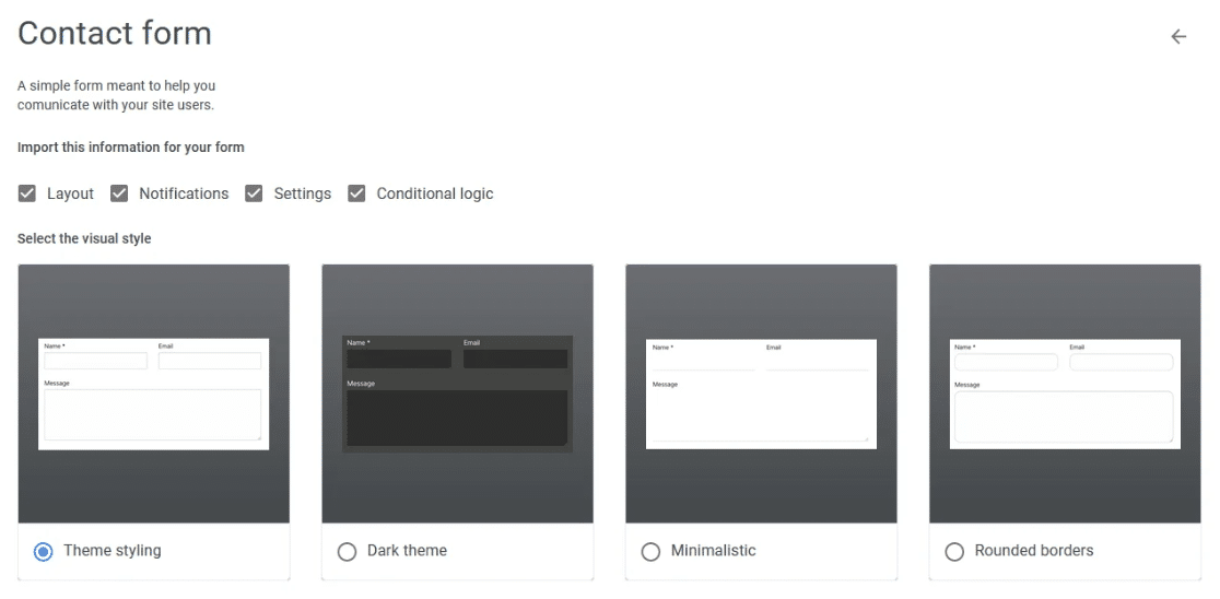 Select form style Kali Forms