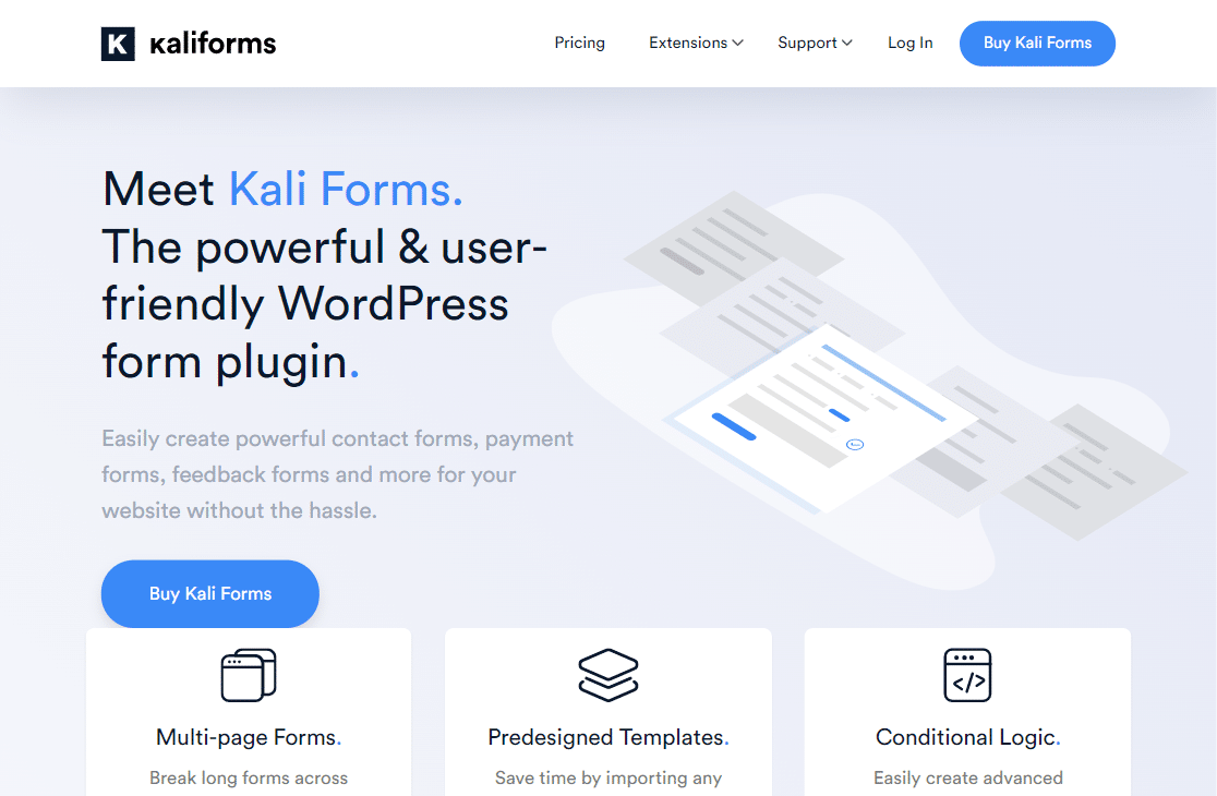The Kali Forms homepage