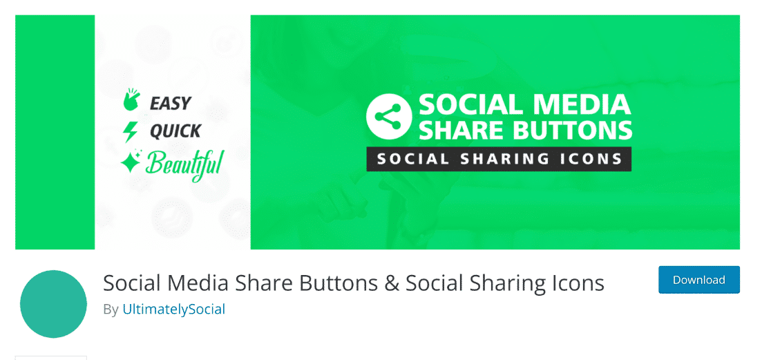 The WordPress page for Social Media Share Buttons & Social Icons 