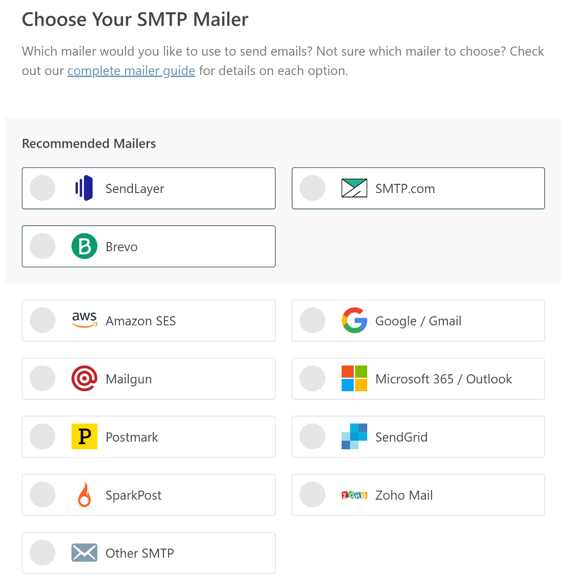 Choose SMTP Mailer