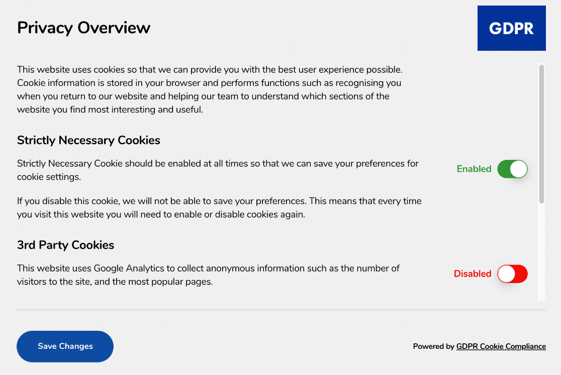 GDPR Cookie Compliance privacy overview