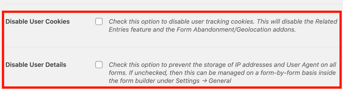 GDPR agreement field settings WPForms