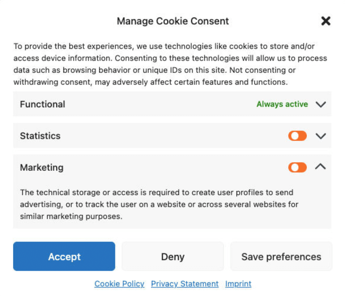 Manage cookie consent Complianz