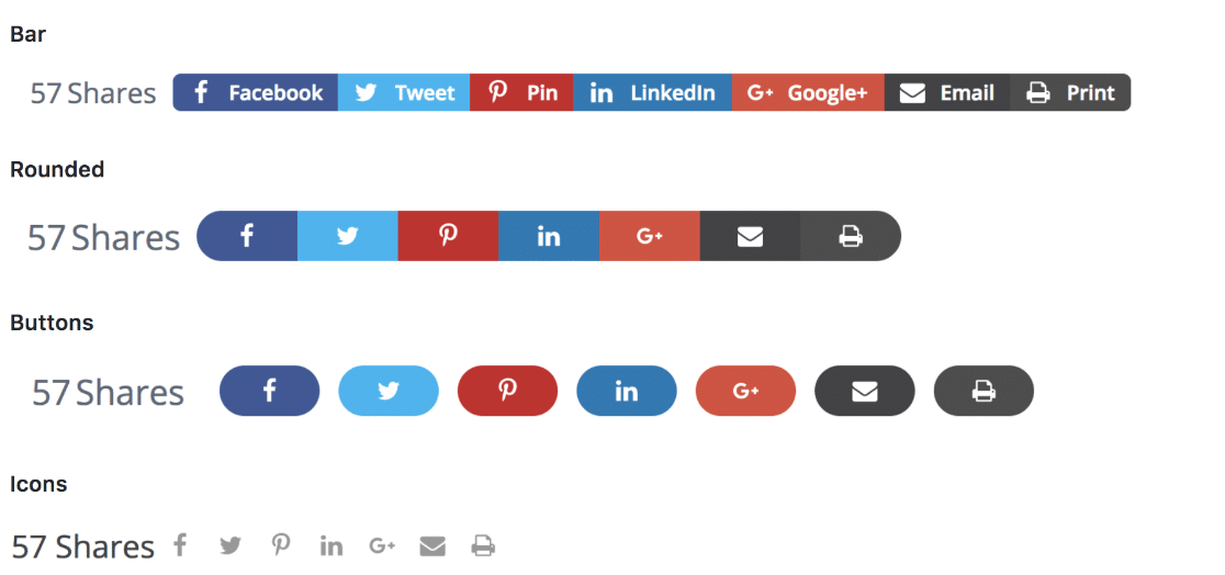Sharing button styles Shared Counts
