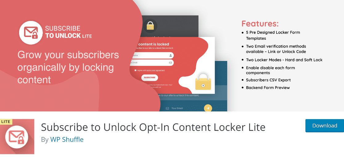 Subscribe to Unlock Opt-In Content Locker Lite banner image