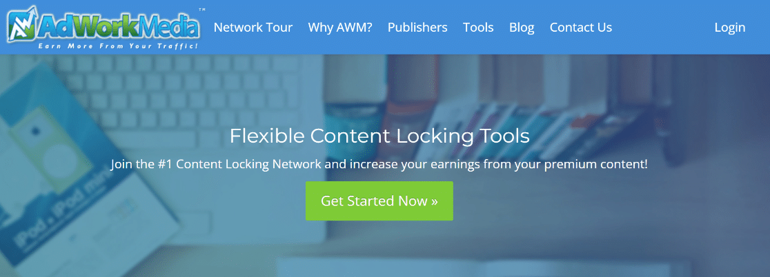 The AdWork Media Content Locker homepage