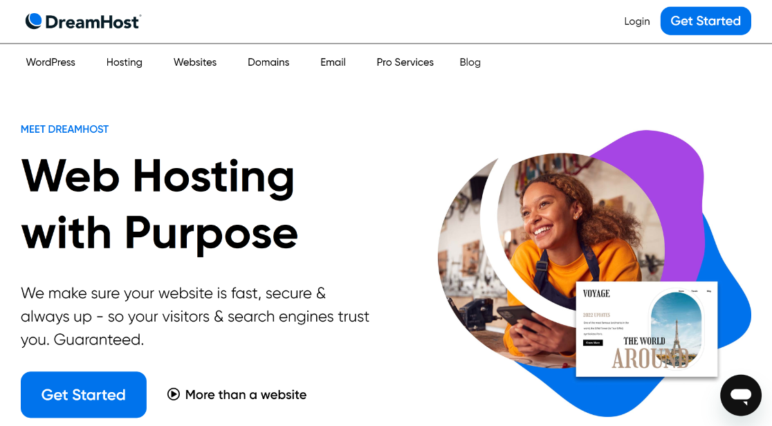 The DreamHost homepage