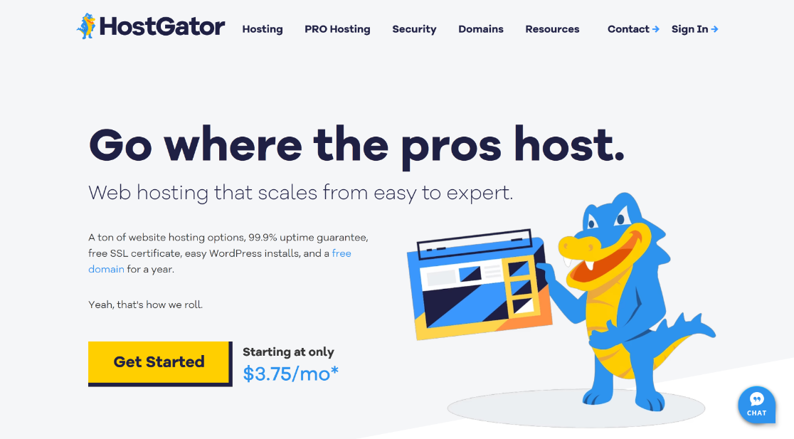 The HostGator homepage