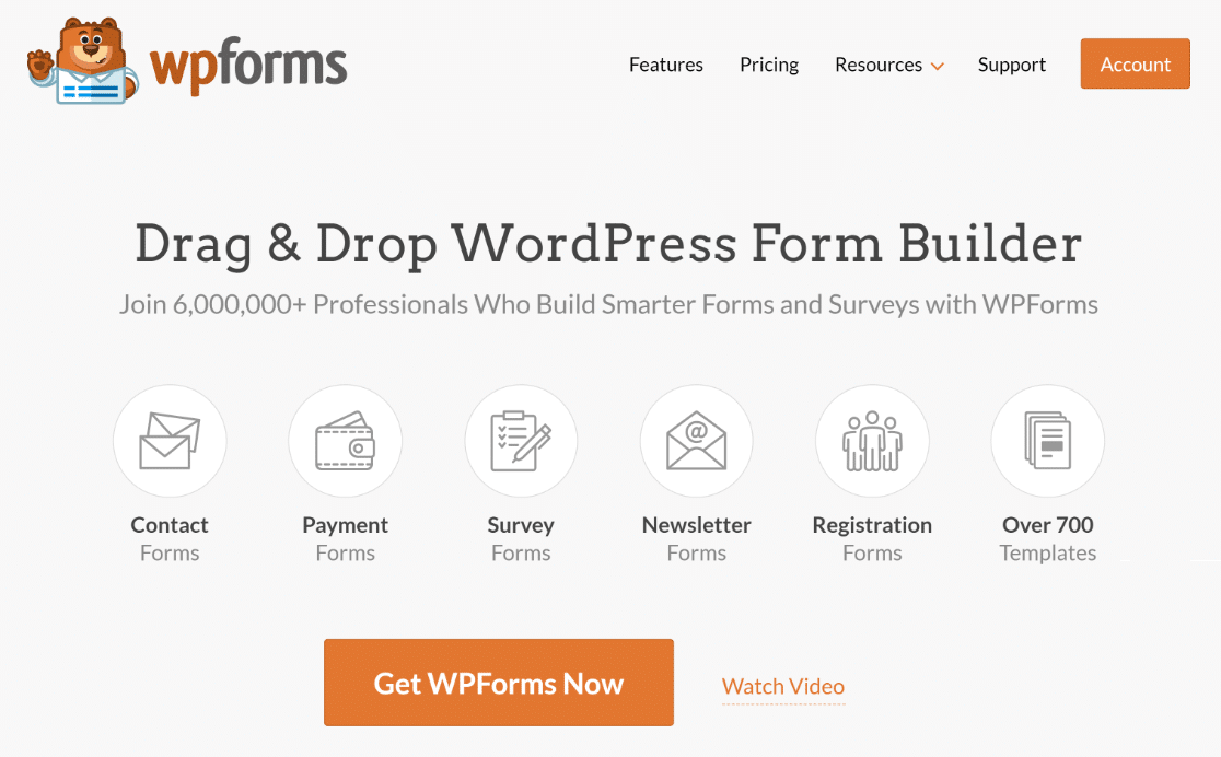 The WPForms homepage