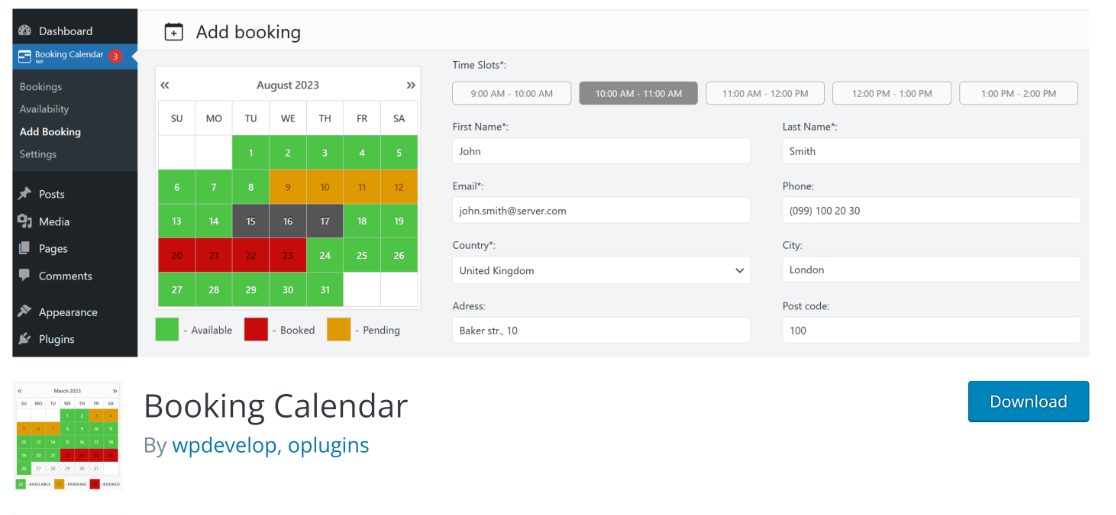 Booking Calendar