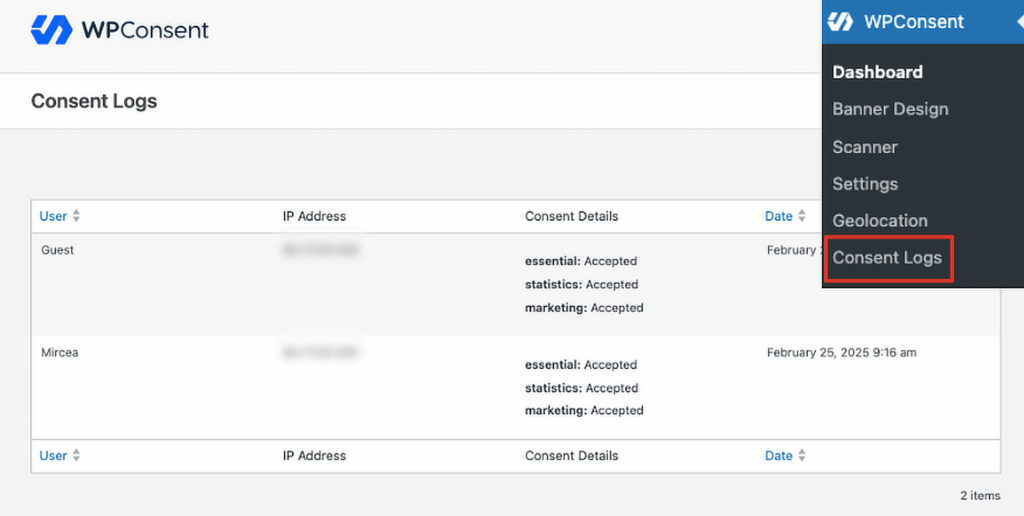 wpconsent consent logs - WP Mail SMTP wpconsent consent logs