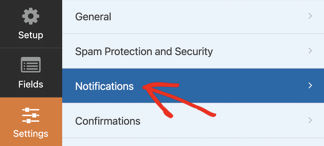 WPForms notifications settings