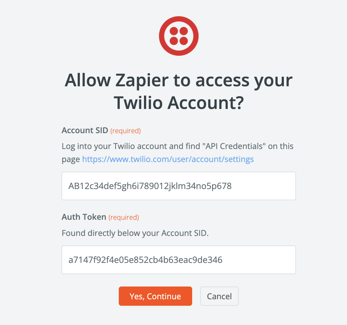Allow Zapier access to Twilio