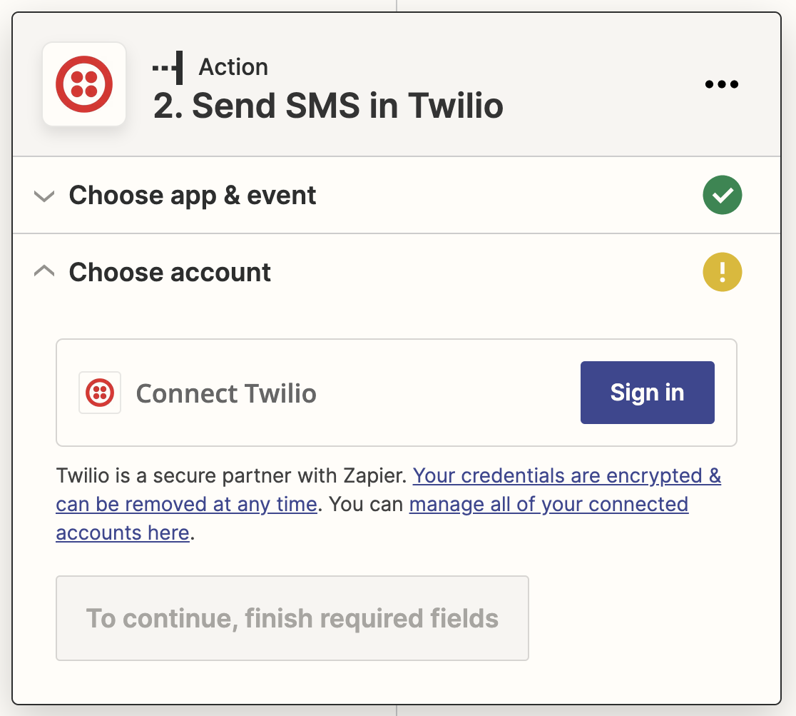 Connect Twilio with Zapier