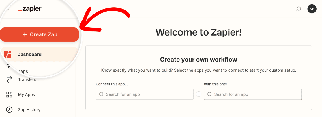 Create zap in Zapier