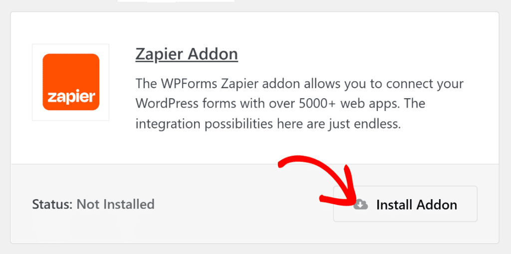Install Zapier addon WPForms