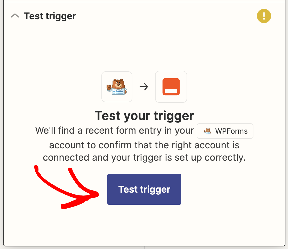 Test trigger in Zapier