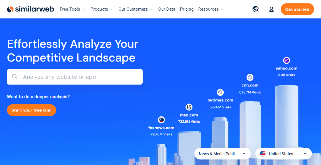 The SimilarWeb homepage