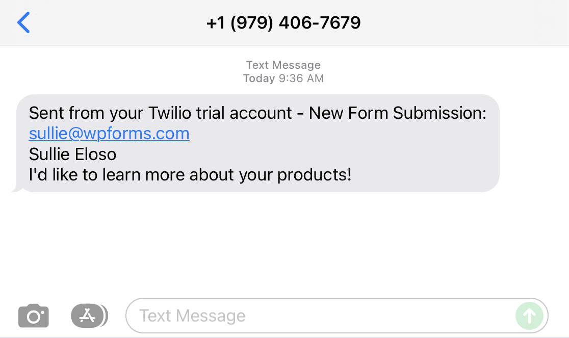Twilio contact form notification