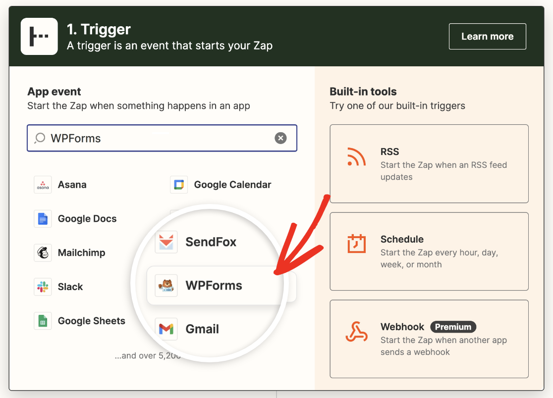 Zapier trigger WPForms