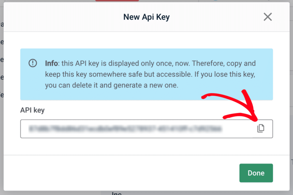 Copying a new Mailgun API key