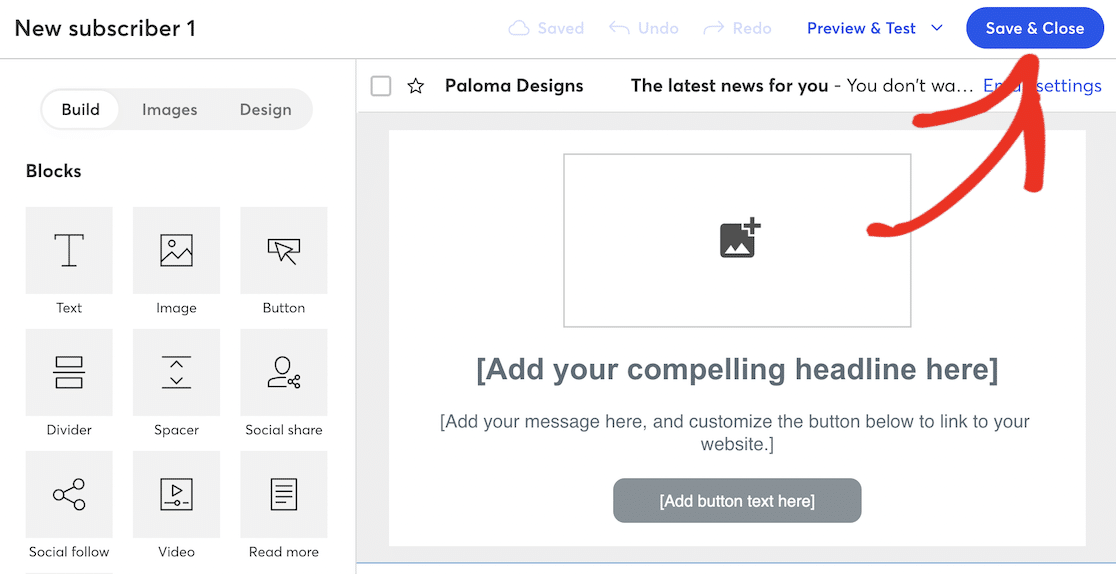Constant Contact email editor