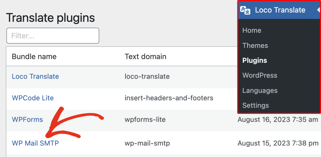 Loco translate plugin settings